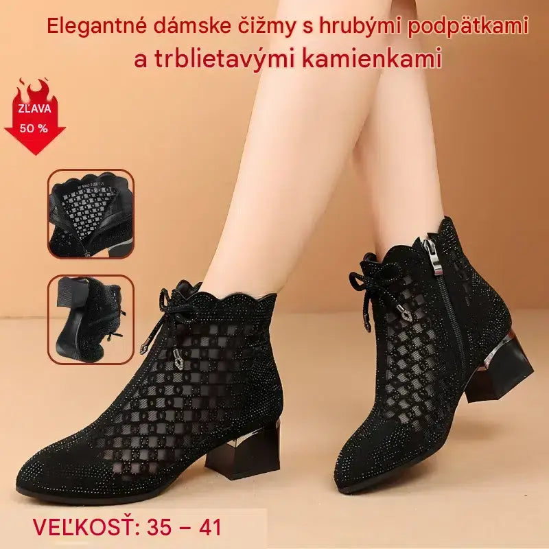 🔥【35-41】👠Elegantné dámske čižmy s trblietavými kamienkami na jeseň 2026