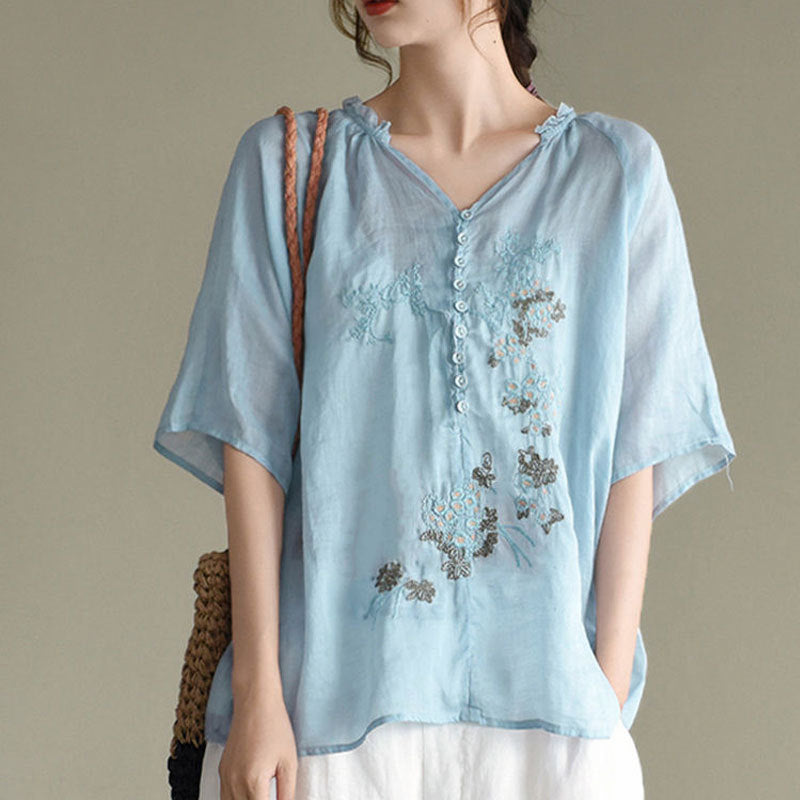 šVintage literar literar bumbac lenjerie de bumbac brodat cu mĆ¢necÄ scurtÄ, subČire, dar nu se vede prin