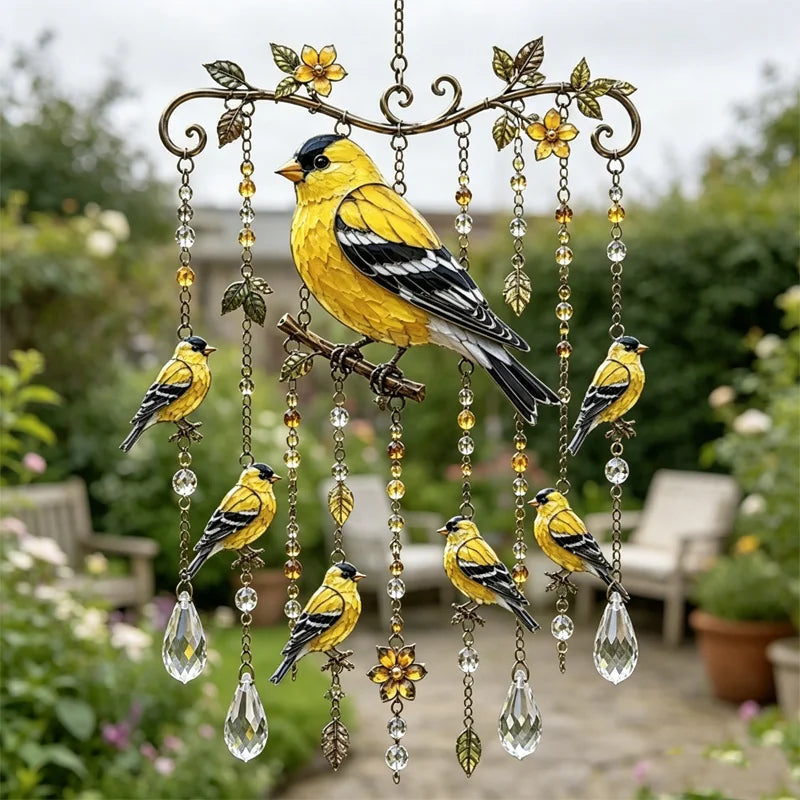🐦 Krištáľové zvonkohry ozdobené kolibríkmi a maľovanými vzormi vo vintage štýle