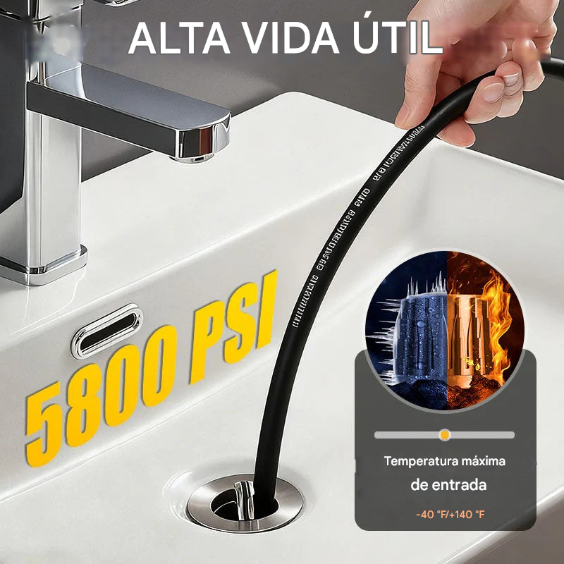 🔗Herramienta de limpieza de basura para conectar a un lavadero de autos 🚰Limpiador de basura para baño/cocina 🧹Chorro de agua a alta presión para liberación rápida, resistente a alta presión y a prueba de fugas 💧Imprescindible en cualquier hogar