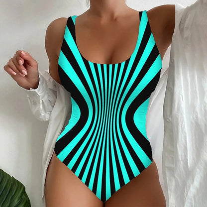 🩱Časovo obmedzený výpredaj [😍S~6XL] Sexy pruhované jednodielne plavky