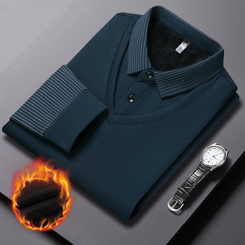 【M-4XL】Dvojdielne polo tričko s imitáciou vzoru a patchworkovými pruhmi