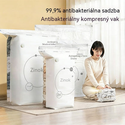 🧳【5-dielna sada】💨 Veľkokapacitné stlačiteľné vákuové úložné vrecká: Nepotrebujú pumpičku, sú nepriepustné, ideálne na úsporu miesta v kufri a doma ✈️