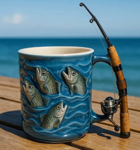 🎣【Výpredaj】☕ Nový kreatívny rybársky hrnček, vyrobený zo živice, špeciálne navrhnutý pre rybárov.