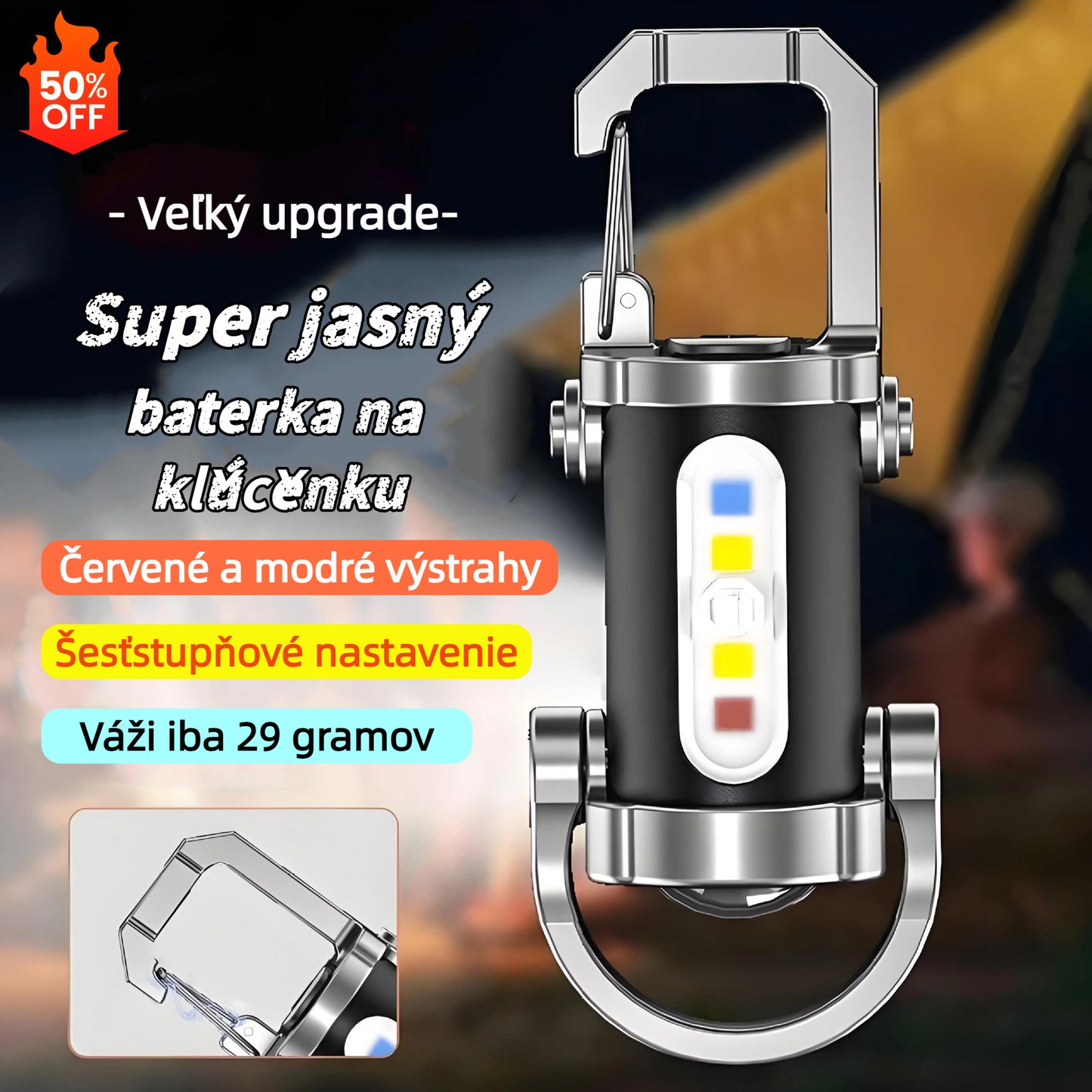 🔥Skvelý výpredaj🔥Super jasné vodeodolné mini svietidlo na kľúče so svietivosťou 1200 lm