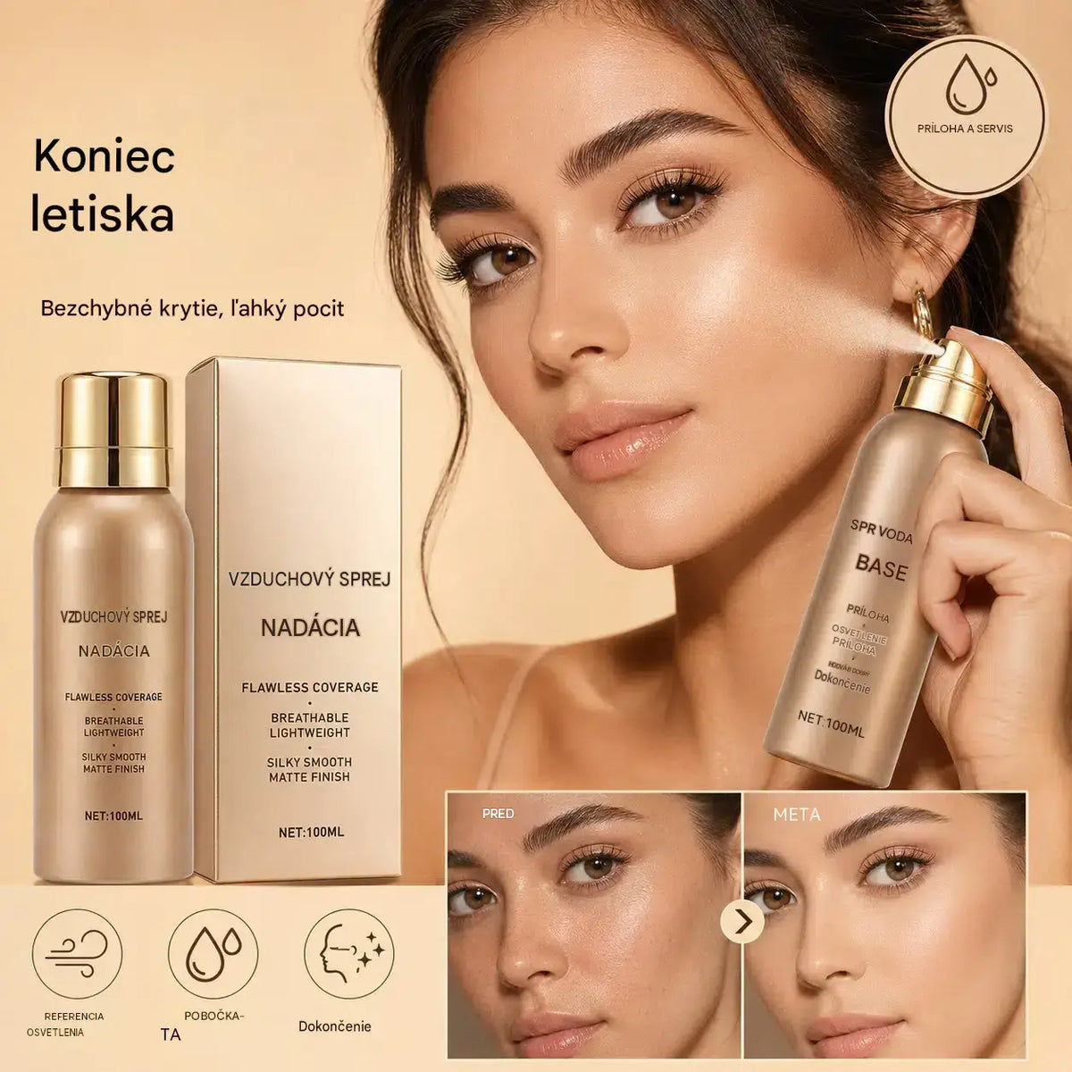 💄 Sprejový podkladový krém – Bezchybný vzhľad, silné krytie; vodeodolný a odolný voči potu. Neupcháva póry, nezlepšuje sa ani nepraská – okamžite vám dodá prirodzený lesk a dlhotrvajúcu výdrž! 💋💖