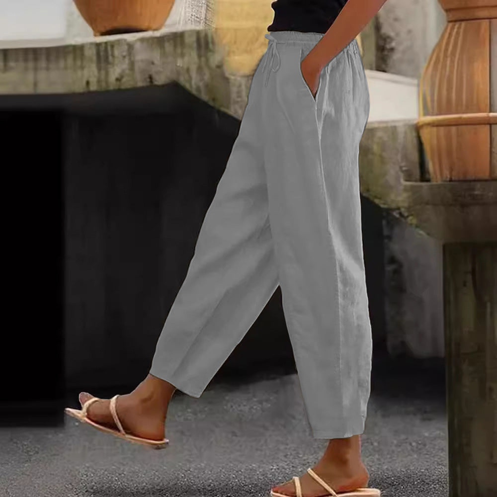 😍💕Zľava -48%💕【40-120 kg】Dámske casual nohavice z bavlny a ľanu ✅Platba na dobierku