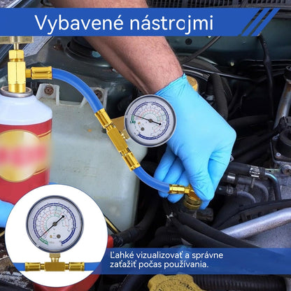 🔧❄️ Hadica na dopĺňanie chladiva R134a AC s manometrom – Nepriepustná, ľahko čitateľná a kompatibilná s klimatizáciami pre autá, nákladné vozidlá alebo domáce klimatizácie – Bezpečné dobíjanie svojpomocne 🚗