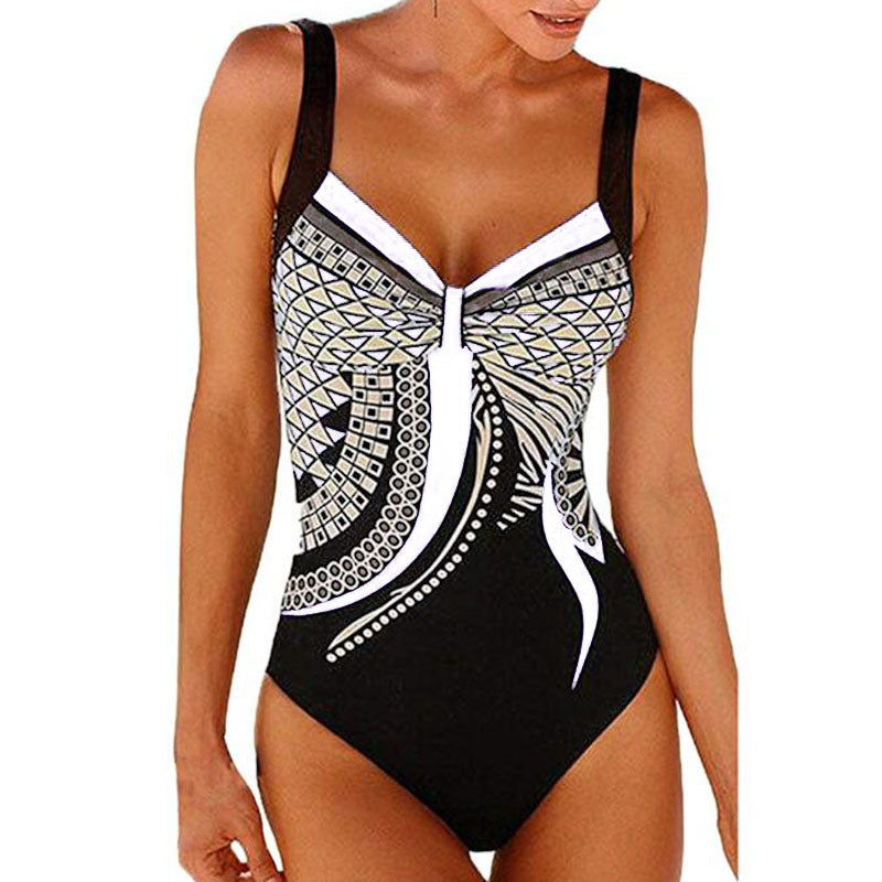 🏖️🌊 50% de descuento [Tallas S-3XL] Traje de baño de una pieza con estampado retro nuevo 2026