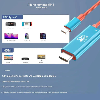 🔥 Časovo obmedzená ponuka: Polovičná cena! 🔥 Adaptérový kábel USB-C na HDMI pre Switch