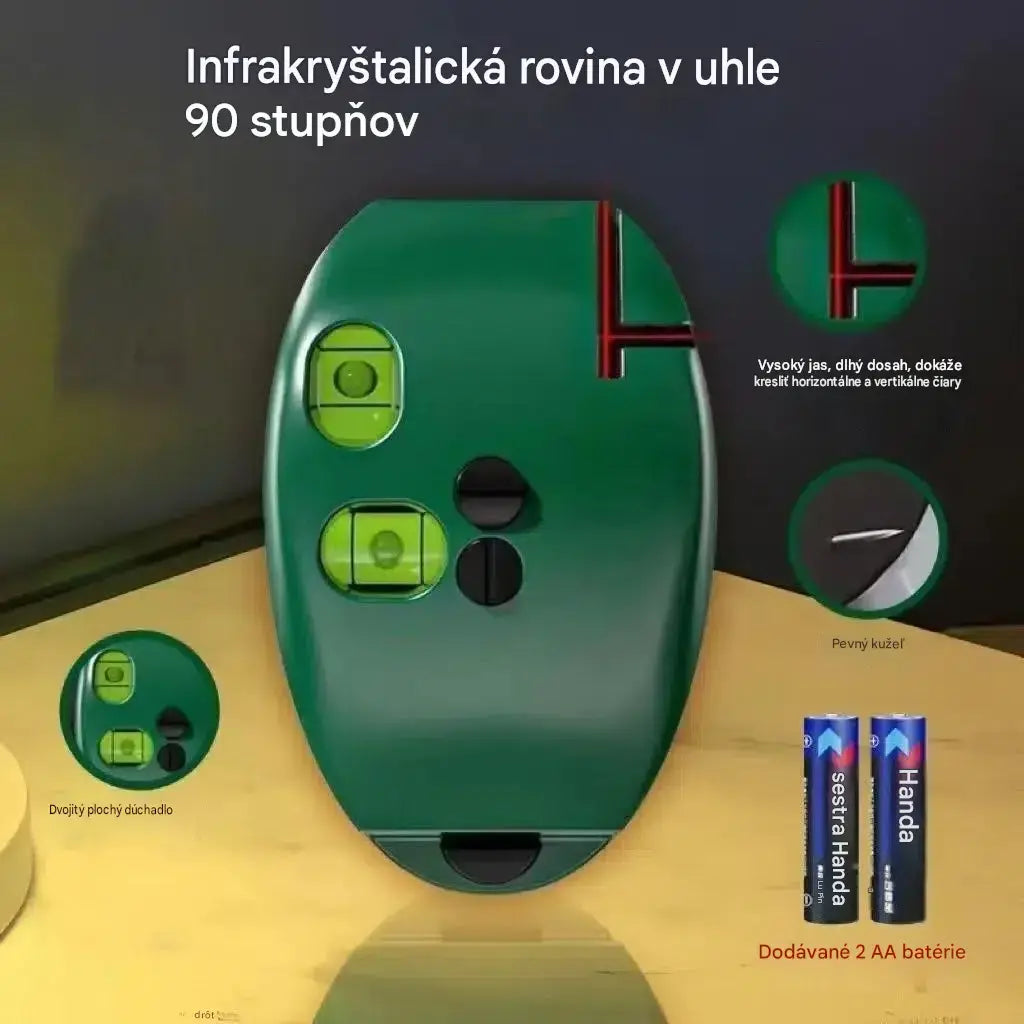 🔴 2-v-1 pravouhlá laserová vodováha — Rýchle a presné zarovnanie, bez potreby značenia šnúrkou