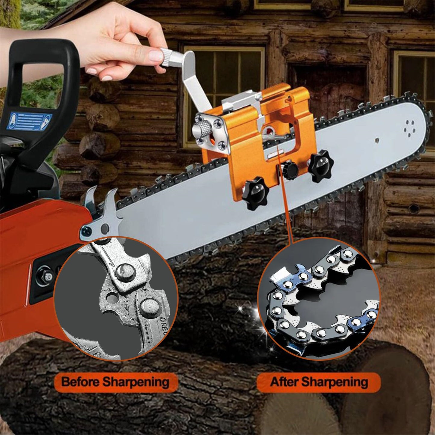 🧰 Amoladora de cadena de motosierra, amoladora de rotación manual de cadena de motosierra