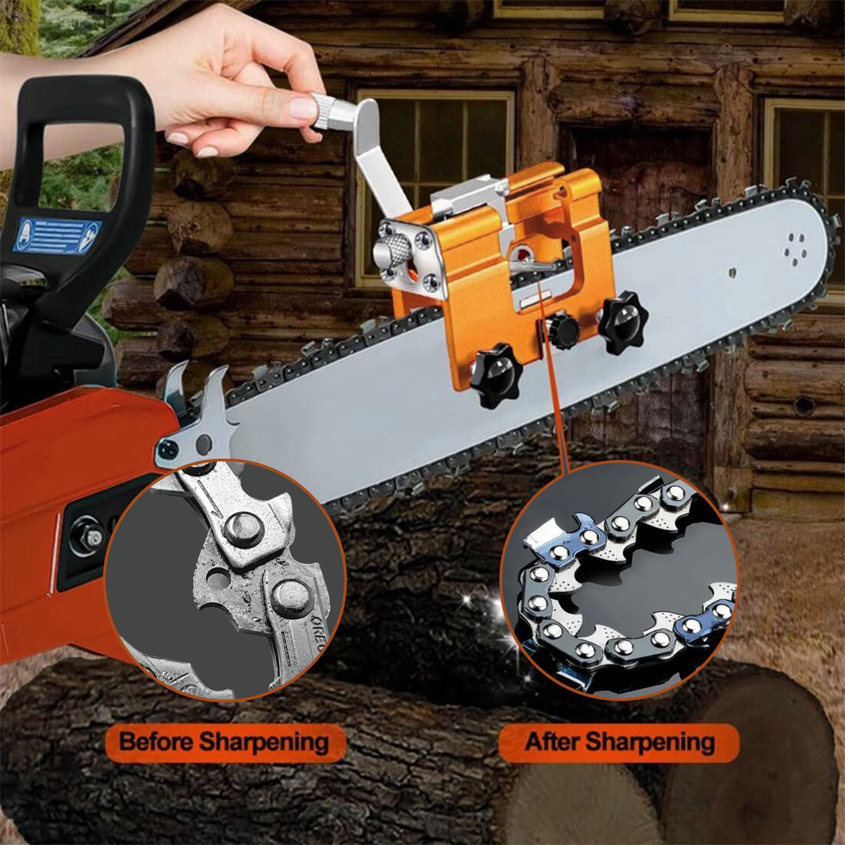 🧰 Amoladora de cadena de motosierra, amoladora de rotación manual de cadena de motosierra