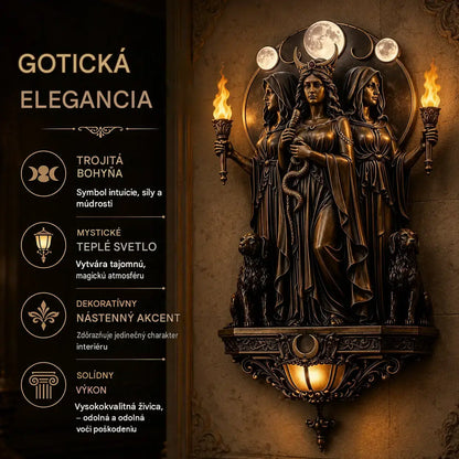 🌙Nástenná lampa LED zdobená tromi bohyňami Hekaté – nástenná lampa v štýle WIKA