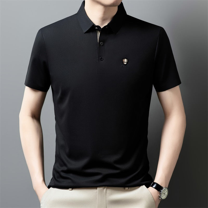 【M-4XL】Nové leto 2026, ľadovo hodvábne ležérne polo tričko s polo rukávmi a klopou