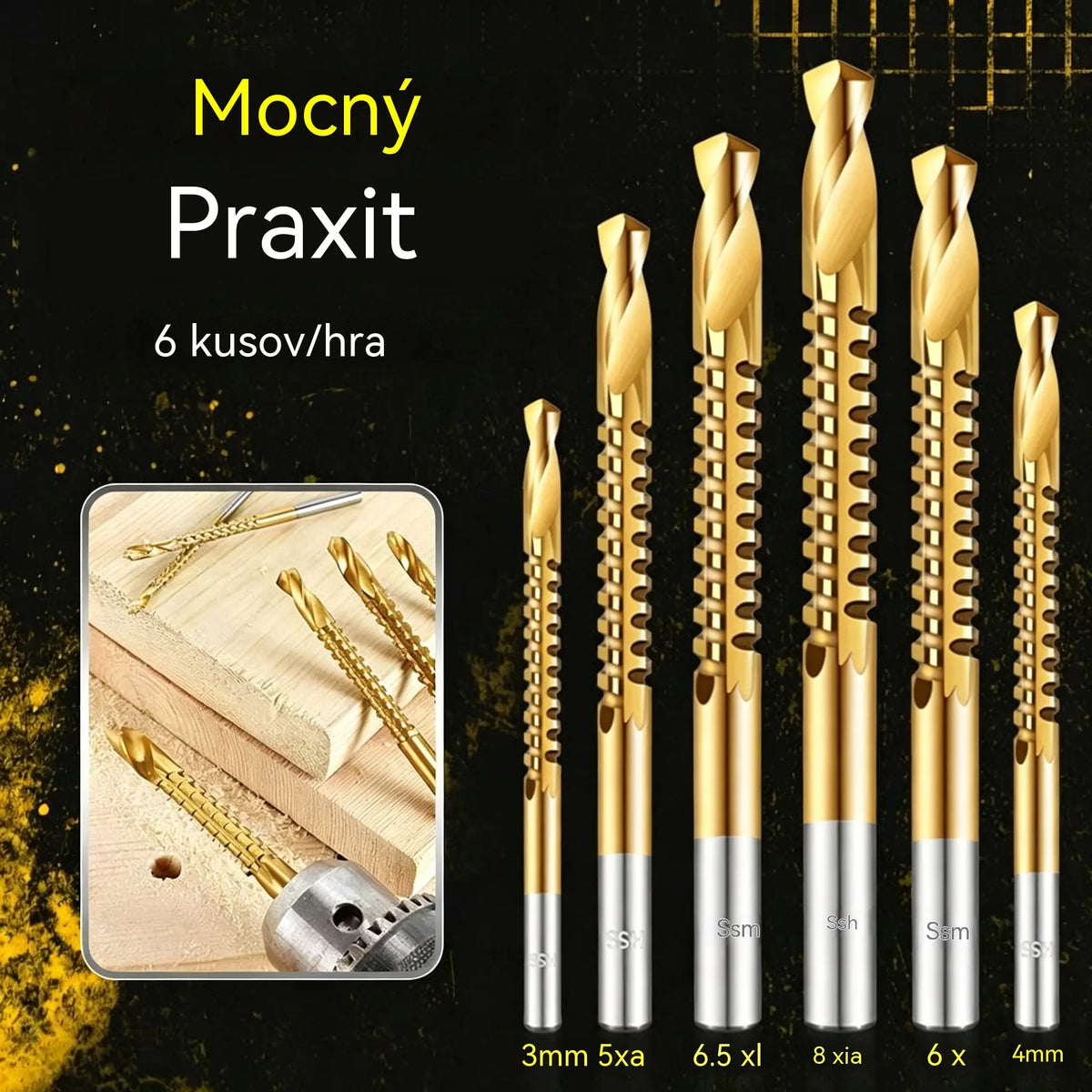 【3+4+5+6+6.5+8 mm】⚙️ Sada špirálových vrtákov: Vyrobené z rýchloreznej ocele s titánovým povlakom a vhodné pre rôzne materiály 🧰