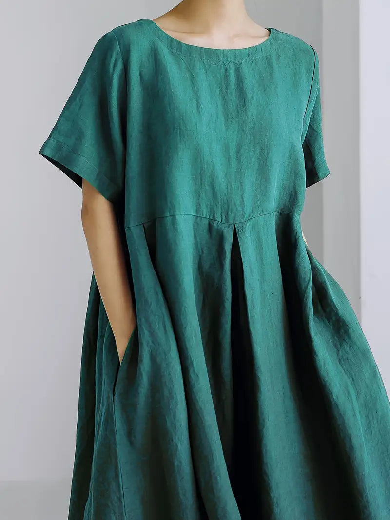 【40-120KG】【M-5XL】 2025🌟 Perfektné šaty na leto!👗 Olivovozelené šaty áčkového strihu – elegantné a ležérne