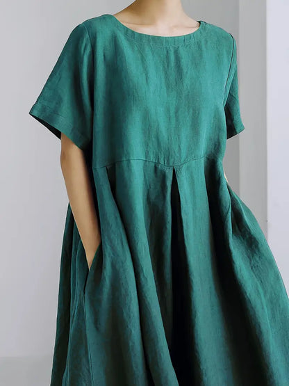 【40-120KG】【M-5XL】 2025🌟 Perfektné šaty na leto!👗 Olivovozelené šaty áčkového strihu – elegantné a ležérne