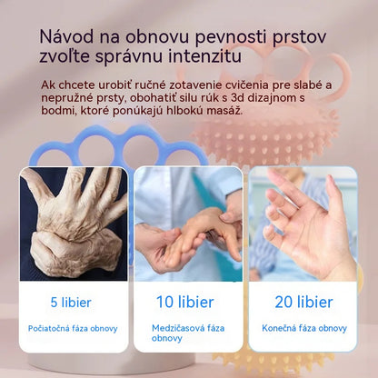 Ortopedická lopta na regeneráciu prstov a rúk s fixačnými krúžkami, pomôcka na posilnenie sily a mobility pre seniorov alebo po mŕtvici
