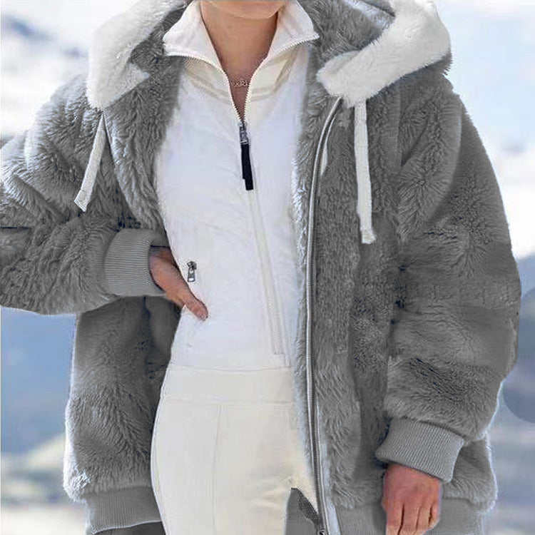 ☃️Časovo obmedzená ponuka 39% ❄️ 【S-5XL】 Dámska hrubá plyšová bunda s kontrastnými pruhmi 2026