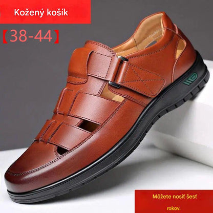 【38-44】👞 Pánske priedušné ležérne sandále, pravá koža, dutý dizajn, protišmyková podrážka – letná kolekcia 2026