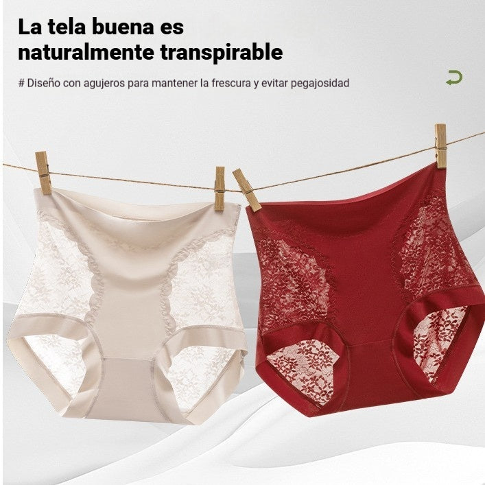 Braguitas de control de abdomen de alta elasticidad con encaje sin costuras para mujer, bragas moldeadoras y levantadoras de glúteos