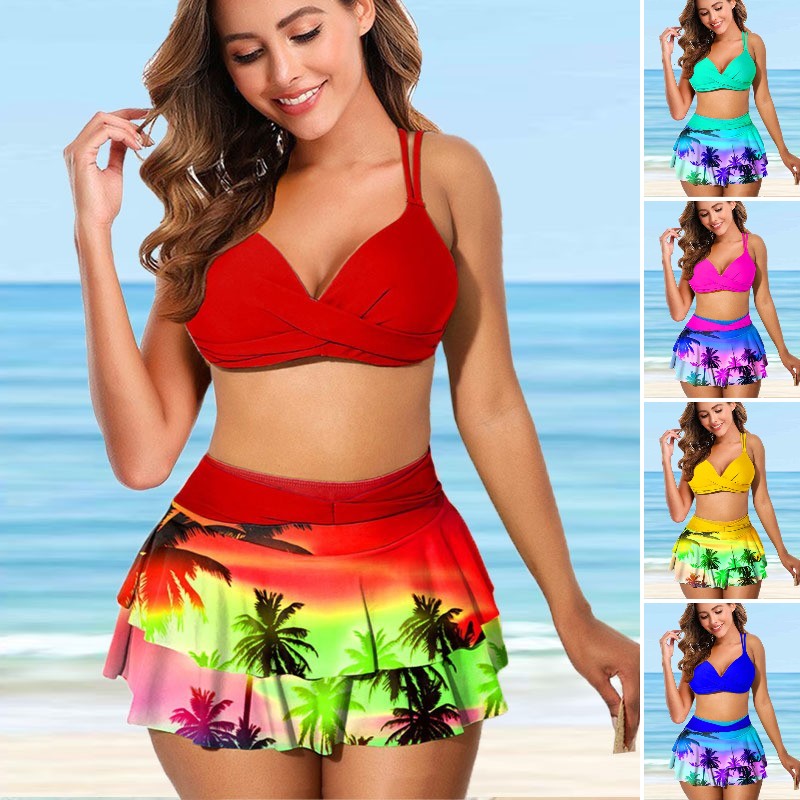 🔥👙【S-3XL】 Nová súprava plaviek s potlačou palmy (kokosu)
