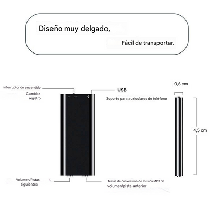 【16 GB】Mini grabadora de voz con activación por voz inteligente