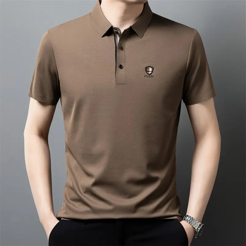 【M-4XL】Nové leto 2026, ľadovo hodvábne ležérne polo tričko s polo rukávmi a klopou
