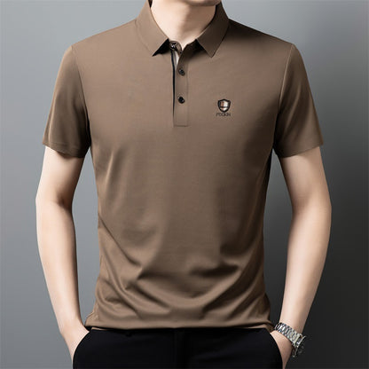 【M-4XL】Nové leto 2026, ľadovo hodvábne ležérne polo tričko s polo rukávmi a klopou