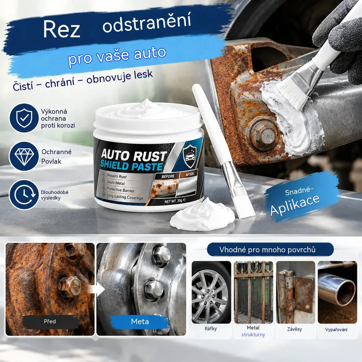 🔥【2 sady len za 23 €】⚙️✨Odstraňovač hrdze z kovu auta