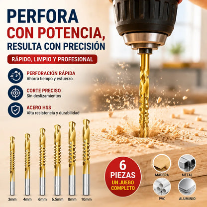 【3+4+5+6+6.5+8 mm】⚙️ Juego de brocas helicoidales: fabricadas en acero rápido, con recubrimiento de titanio y aptas para diversos materiales 🧰