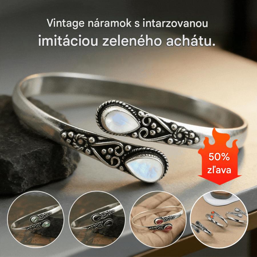 【50%OFF】💖Vintage strieborný náramok S925 so zeleným achátom