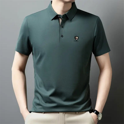 【M-4XL】Nové leto 2026, ľadovo hodvábne ležérne polo tričko s polo rukávmi a klopou