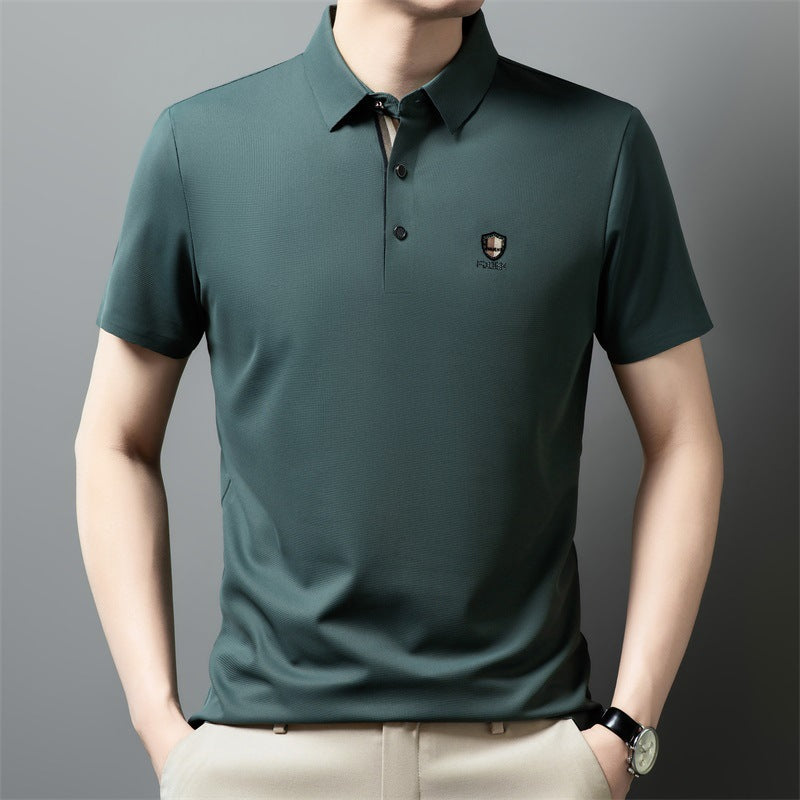 【M-4XL】Nové leto 2026, ľadovo hodvábne ležérne polo tričko s polo rukávmi a klopou