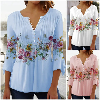 💖【S-5XL】✨【🔥Oferta especial de temporada🔥】Camiseta de cuello en V de moda para mujer