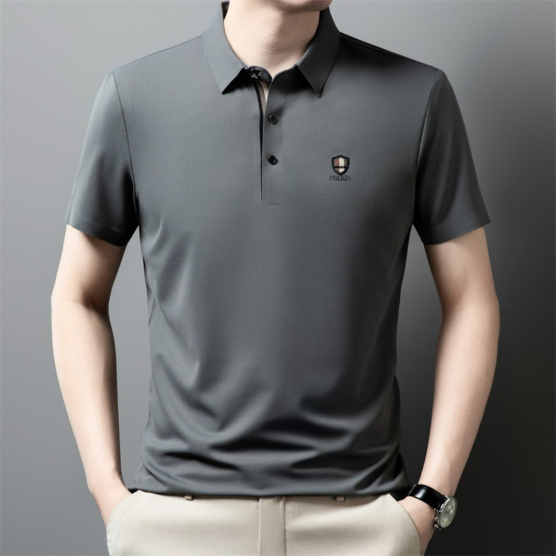 【M-4XL】Nové leto 2026, ľadovo hodvábne ležérne polo tričko s polo rukávmi a klopou