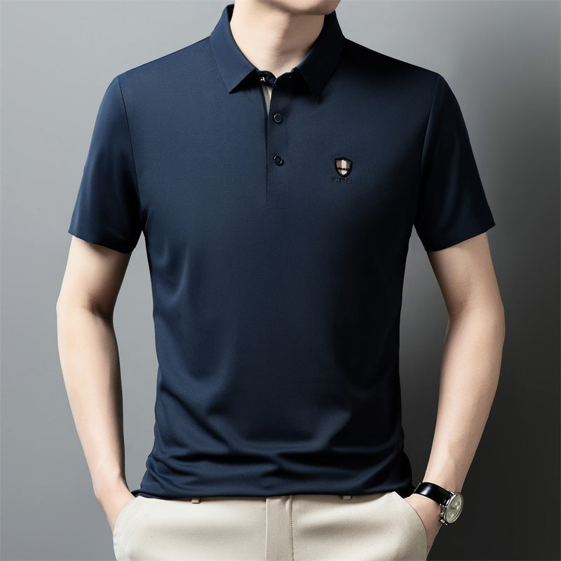 【M-4XL】Nové leto 2026, ľadovo hodvábne ležérne polo tričko s polo rukávmi a klopou