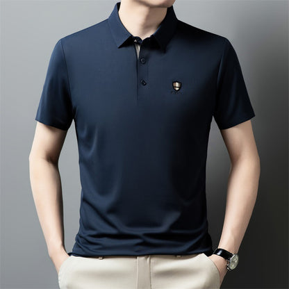 【M-4XL】Nové leto 2026, ľadovo hodvábne ležérne polo tričko s polo rukávmi a klopou