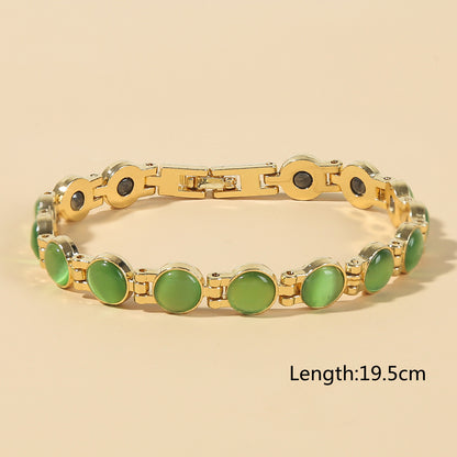 🎗✨Elegantný magnetický zlatý náramok s mačacím okom