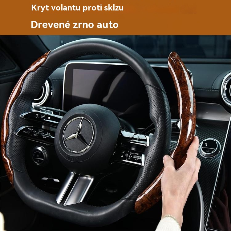 【50% OFF】【1 sada 3 kusov】Protišmykový poťah na volant auta s drevenou textúrou