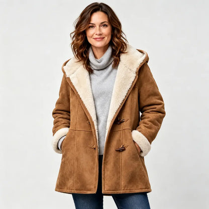 🐏🥼50% OFF💖 Elegantný a teplý dámsky kabát z imitácie semišu s flísovou podšívkou, veľkosti S-5XL, ležérna zimná bunda