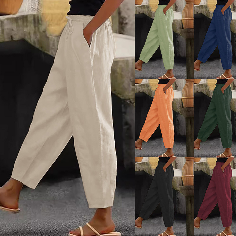 😍💕Zľava -48%💕【40-120 kg】Dámske casual nohavice z bavlny a ľanu ✅Platba na dobierku