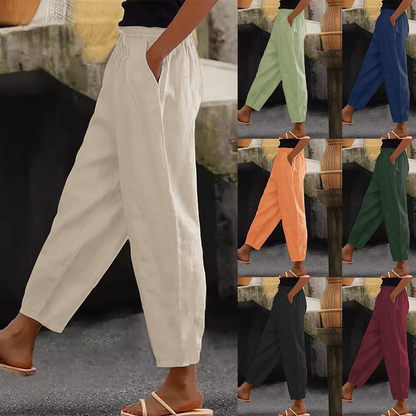 😍💕Zľava -48%💕【40-120 kg】Dámske casual nohavice z bavlny a ľanu ✅Platba na dobierku
