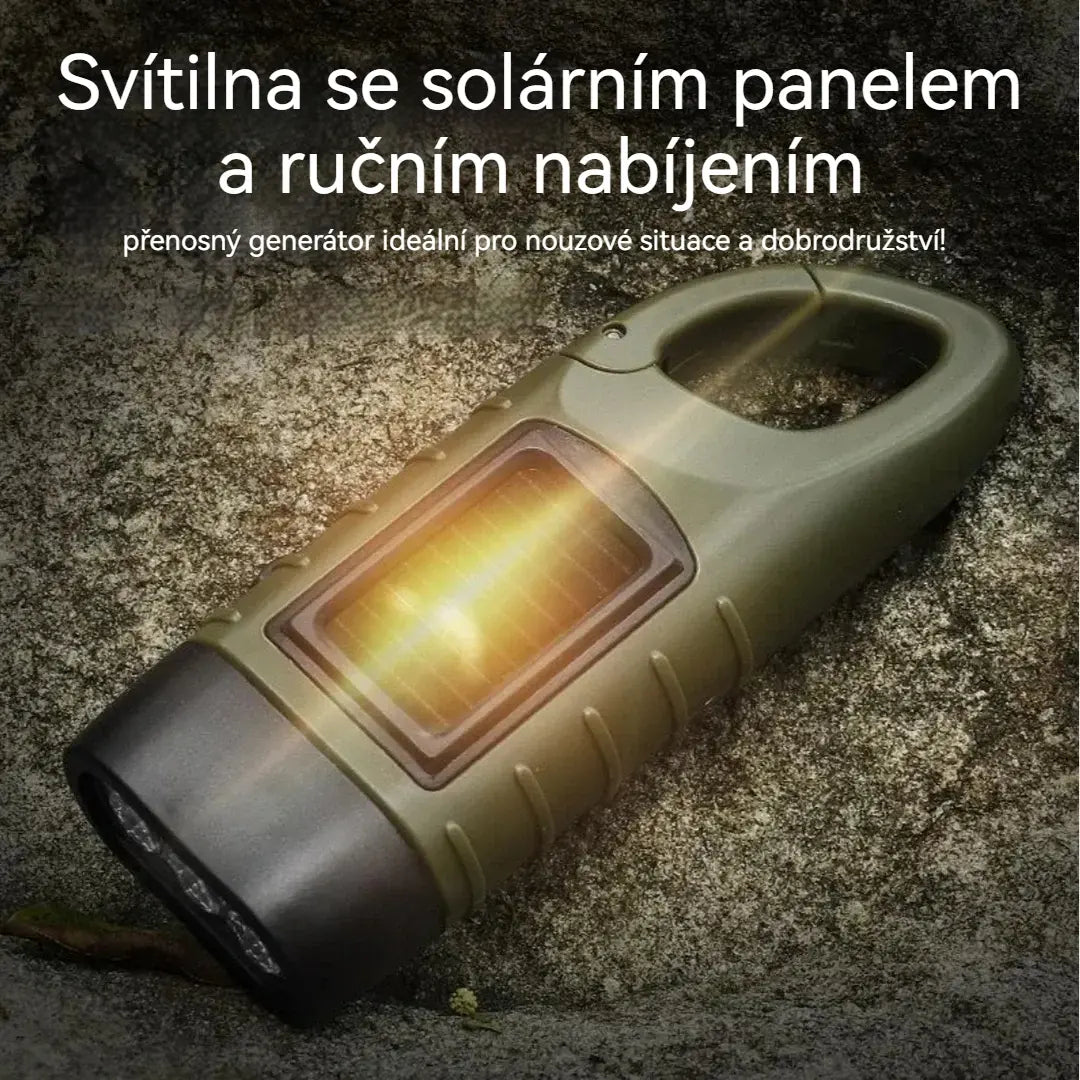 ⚡Solárne svietidlo s manuálnym nabíjaním - prenosný generátor, skvelé pre núdzové situácie a dobrodružstvá!