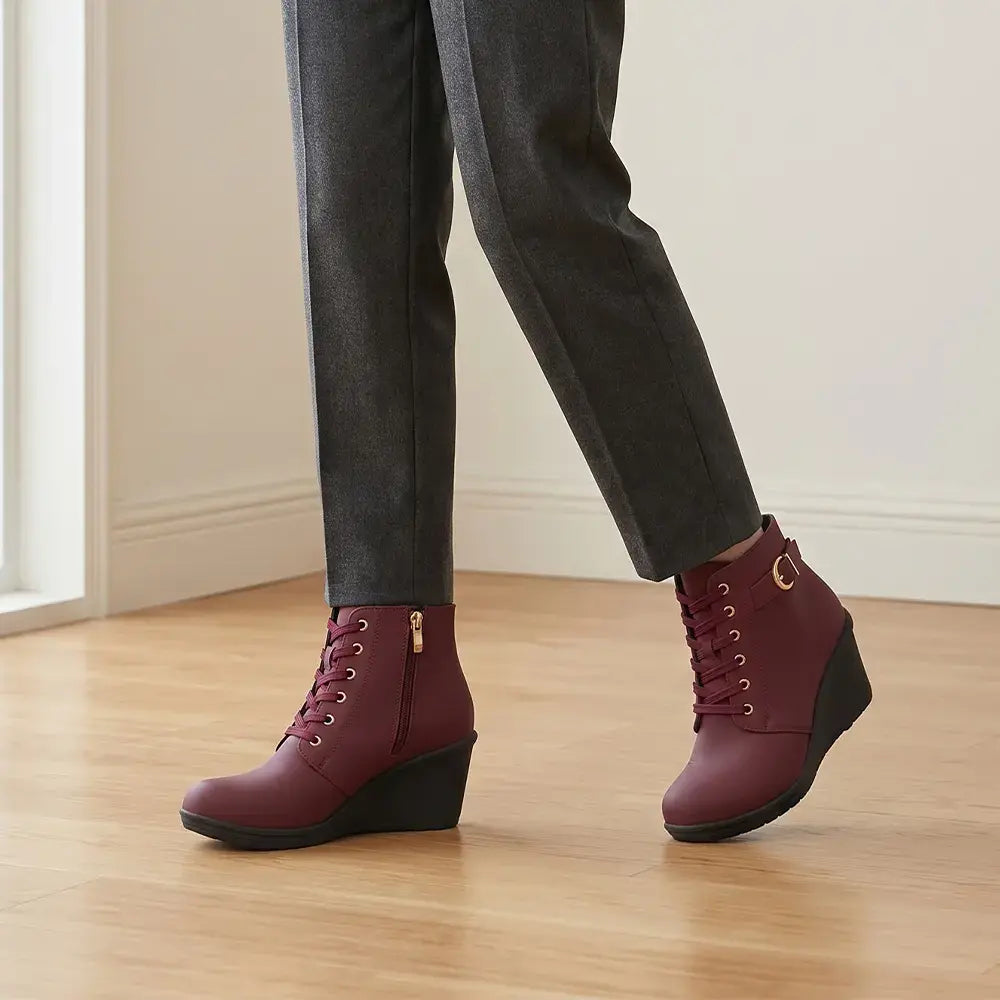【veľkosti 35-42】👢 Dámske zimné kotníkové boty na klínku , bočný zips, 5 farieb, stabilný krok.