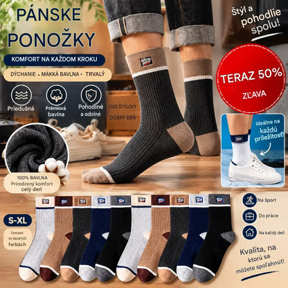 🧦🧦【10 párov】Nové mäkké a pohodlné pánske ponožky z čistej bavlny; odvádzajú vlhkosť a sú odolné voči zápachu.