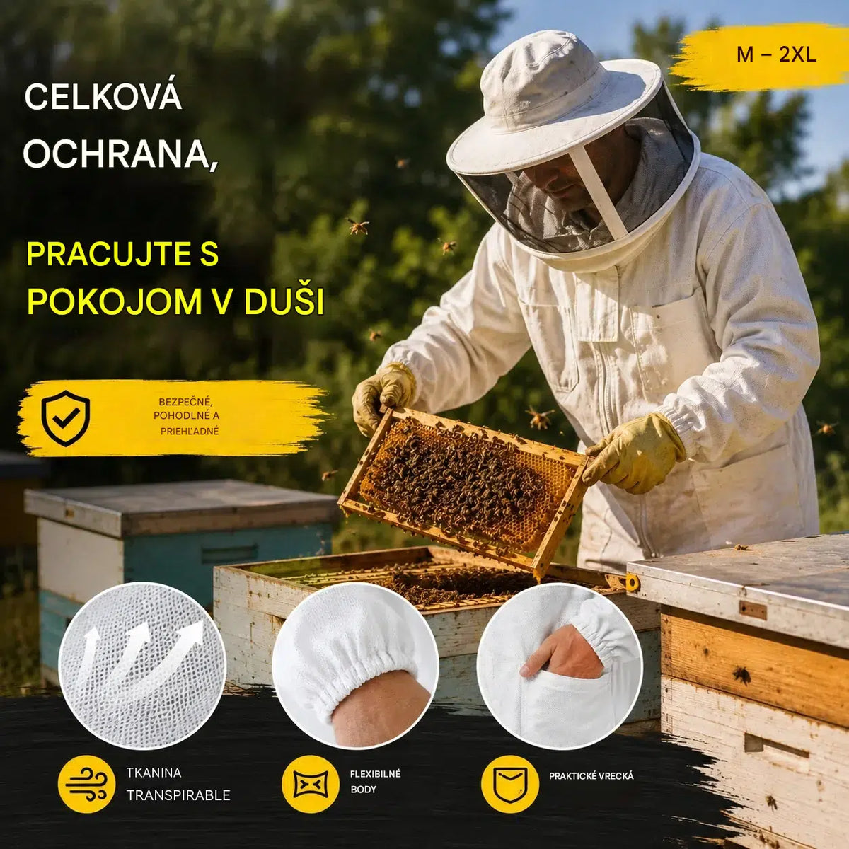 【M-2XL】🐝 Body odolné voči včelám, vyrobené z 3D bavlnenej sieťoviny