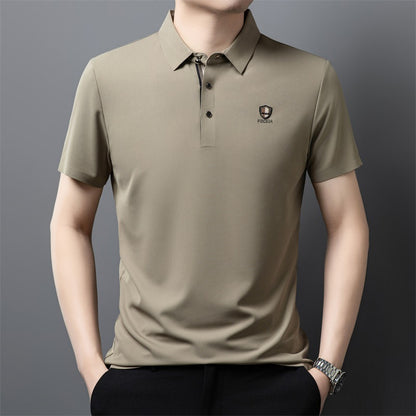 【M-4XL】Nové leto 2026, ľadovo hodvábne ležérne polo tričko s polo rukávmi a klopou