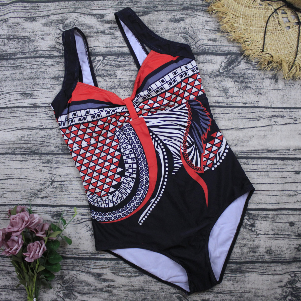 🏖️🌊 50% de descuento [Tallas S-3XL] Traje de baño de una pieza con estampado retro nuevo 2026
